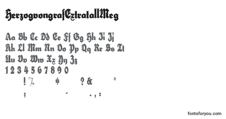 Fuente HerzogvongrafExtratallMeg - alfabeto, números, caracteres especiales