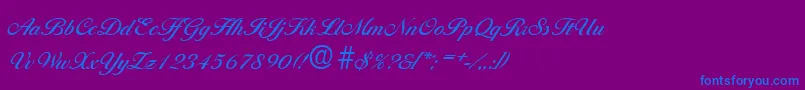 BallantinesMedium-Schriftart – Blaue Schriften auf violettem Hintergrund