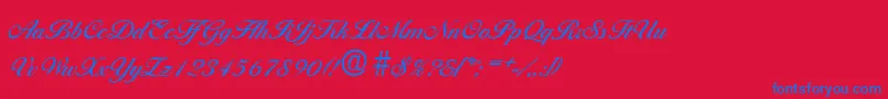 BallantinesMedium-Schriftart – Blaue Schriften auf rotem Hintergrund