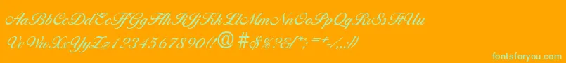 BallantinesMedium-Schriftart – Grüne Schriften auf orangefarbenem Hintergrund