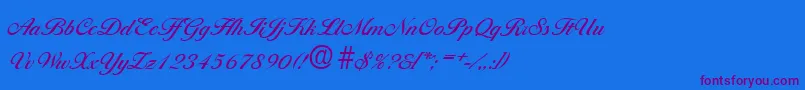 BallantinesMedium-Schriftart – Violette Schriften auf blauem Hintergrund