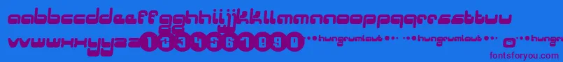 Hungruml Font – Purple Fonts on Blue Background