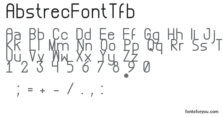 A fonte AbstrecFontTfb – alfabeto, números, caracteres especiais