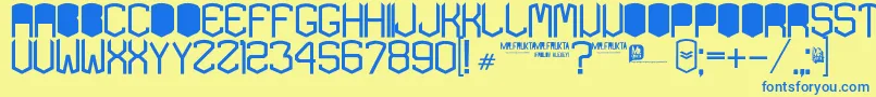フォントKardonBlack – 青い文字が黄色の背景にあります。