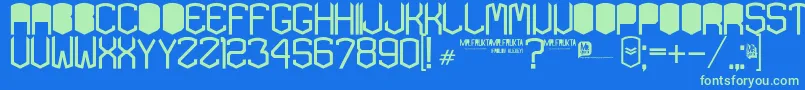 Fonte KardonBlack – fontes verdes em um fundo azul