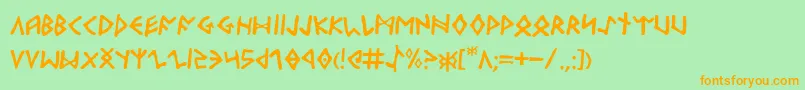 Odinson-Schriftart – Orangefarbene Schriften auf grünem Hintergrund