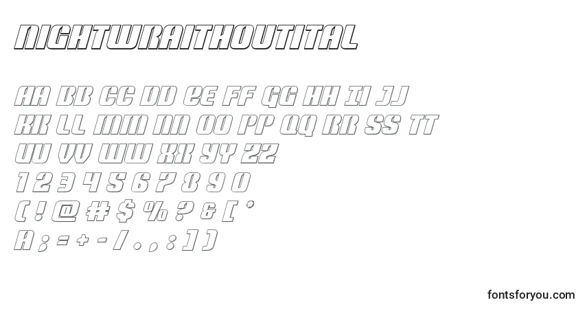 Schriftart Nightwraithoutital – Alphabet, Zahlen, spezielle Symbole