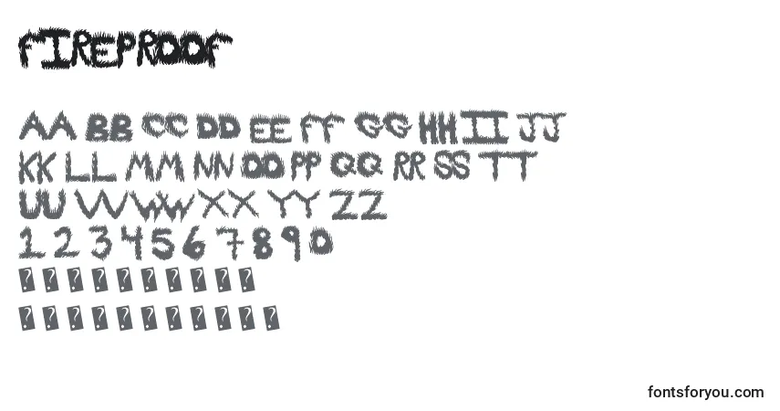 A fonte Fireproof – alfabeto, números, caracteres especiais