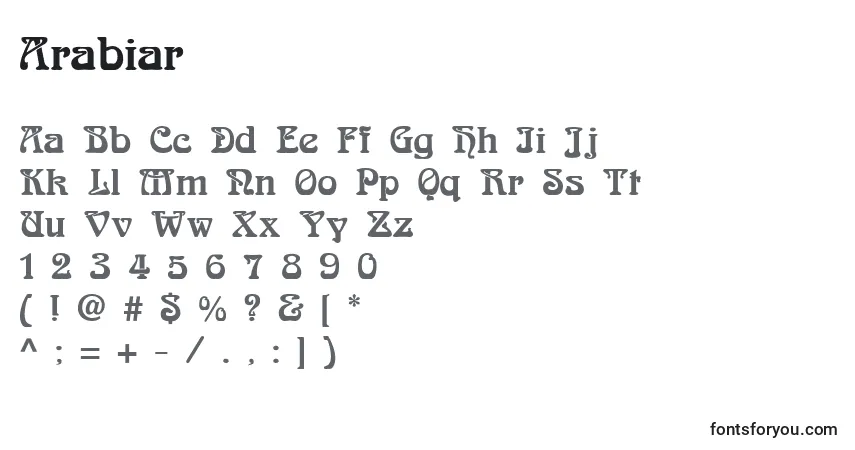 A fonte Arabiar – alfabeto, números, caracteres especiais