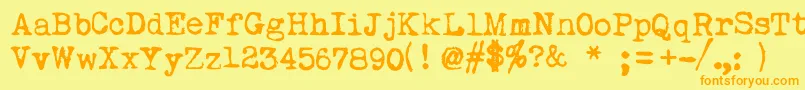 フォントMyunderwood – オレンジの文字が黄色の背景にあります。
