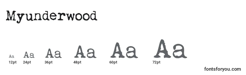Размеры шрифта Myunderwood