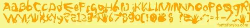 Fingertype Font – Orange Fonts on Yellow Background