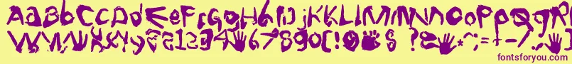 Fingertype Font – Purple Fonts on Yellow Background