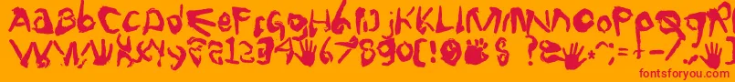 Fingertype Font – Red Fonts on Orange Background