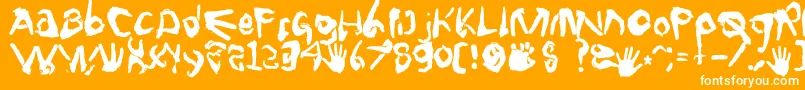 Fingertype-Schriftart – Weiße Schriften auf orangefarbenem Hintergrund