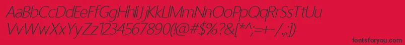 Czcionka HomizioNovaLightItalic – czarne czcionki na czerwonym tle