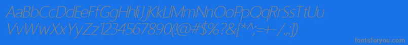 フォントHomizioNovaLightItalic – 青い背景に灰色の文字