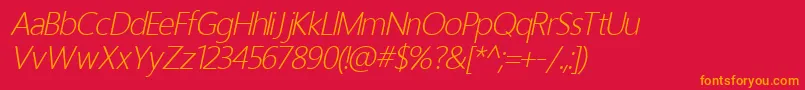 Fonte HomizioNovaLightItalic – fontes laranjas em um fundo vermelho