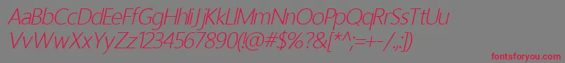 HomizioNovaLightItalic Font – Red Fonts on Gray Background