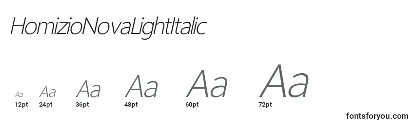 HomizioNovaLightItalic Font Sizes