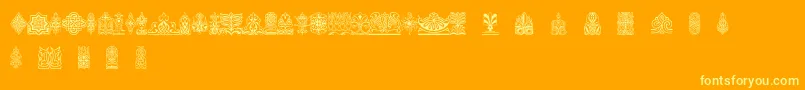 Henmanpictone-Schriftart – Gelbe Schriften auf orangefarbenem Hintergrund
