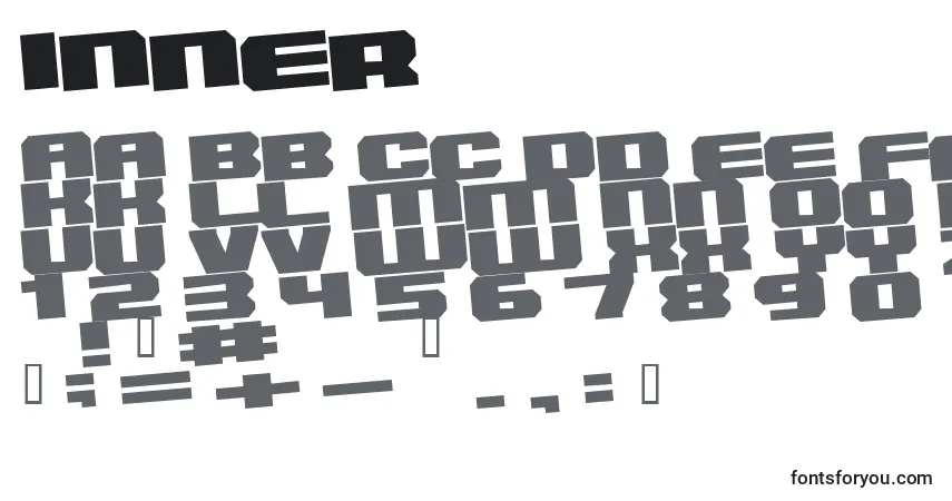 A fonte Inner – alfabeto, números, caracteres especiais
