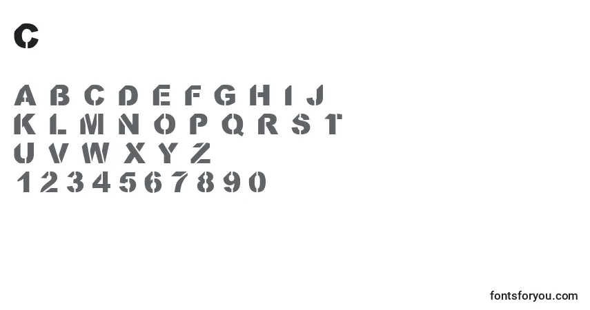 Шрифт Cfstencilorama – алфавит, цифры, специальные символы