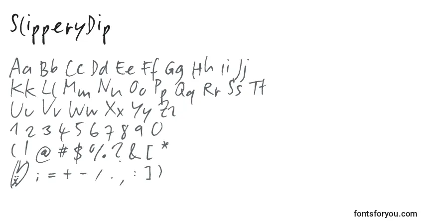 Schriftart SlipperyDip – Alphabet, Zahlen, spezielle Symbole