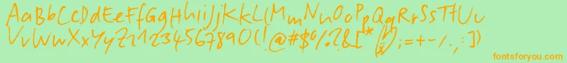 SlipperyDip-Schriftart – Orangefarbene Schriften auf grünem Hintergrund