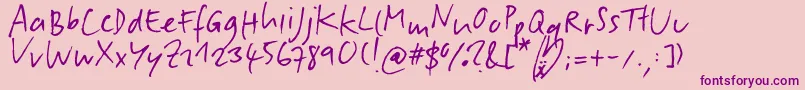 SlipperyDip-Schriftart – Violette Schriften auf rosa Hintergrund