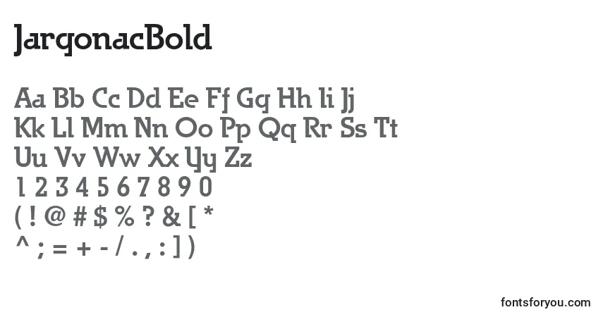 Шрифт JargonacBold – алфавит, цифры, специальные символы
