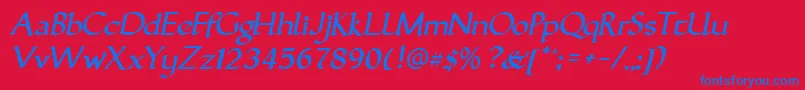 GunthercalligraphicItalic Font – Blue Fonts on Red Background