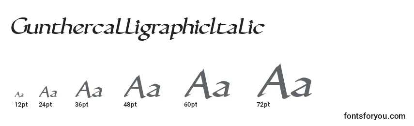 Größen der Schriftart GunthercalligraphicItalic