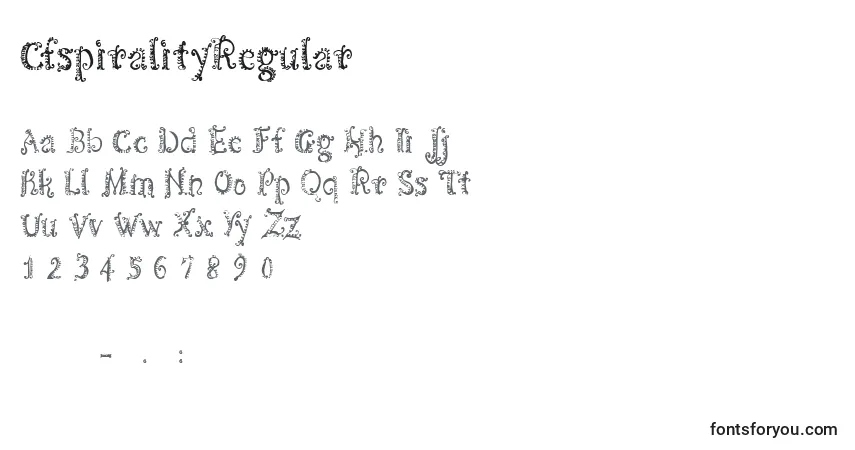 Schriftart CfspiralityRegular – Alphabet, Zahlen, spezielle Symbole