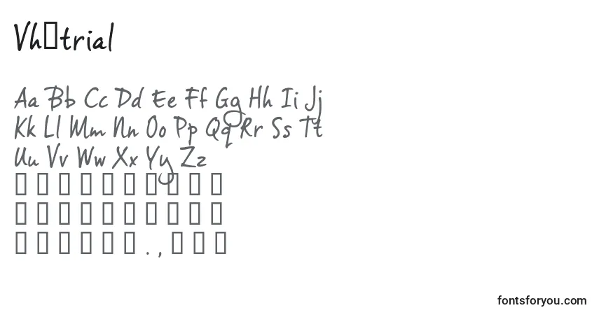 Czcionka Vh2trial – alfabet, cyfry, specjalne znaki