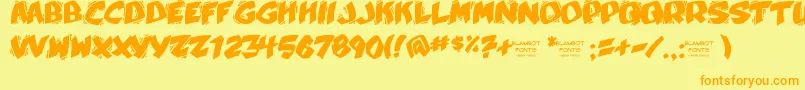 Więcej informacji o czcionce Yellabelly Czcionka Yellabelly – pomarańczowe czcionki na żółtym tle