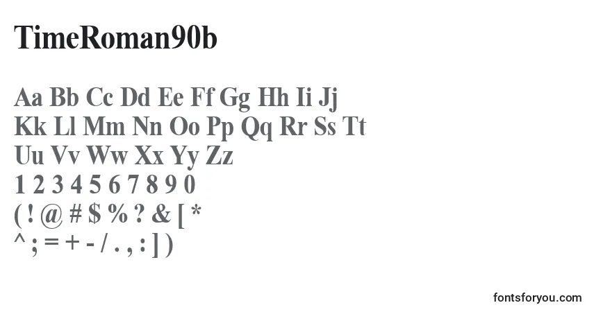 Schriftart TimeRoman90b – Alphabet, Zahlen, spezielle Symbole