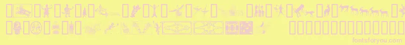 Africa-fontti – vaaleanpunaiset fontit keltaisella taustalla