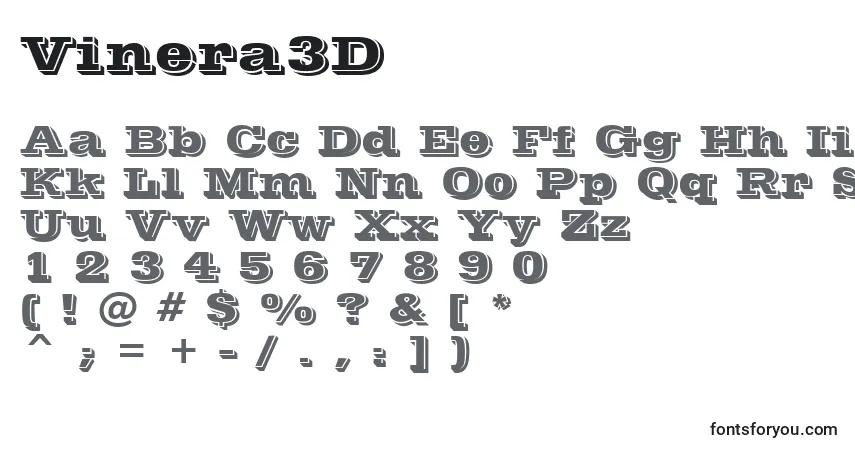 Schriftart Vinera3D – Alphabet, Zahlen, spezielle Symbole