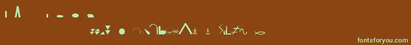 フォントEsriNimaDncLn – 緑色の文字が茶色の背景にあります。