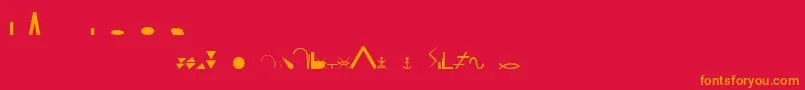 フォントEsriNimaDncLn – 赤い背景にオレンジの文字