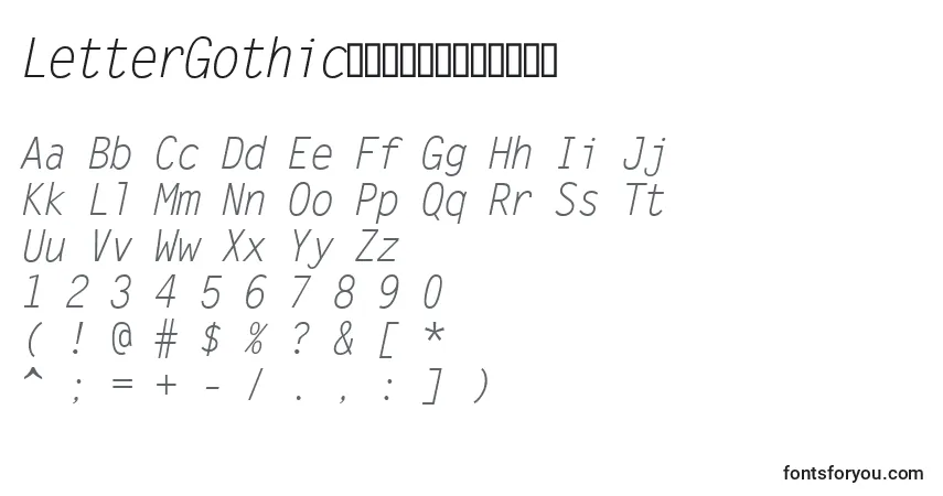 Schriftart LetterGothicРљСѓСЂСЃРёРІ – Alphabet, Zahlen, spezielle Symbole