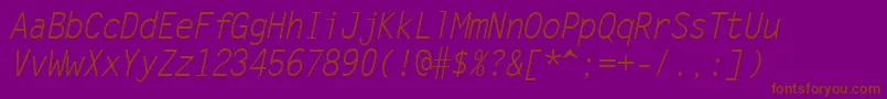 Czcionka LetterGothicРљСѓСЂСЃРёРІ – brązowe czcionki na fioletowym tle