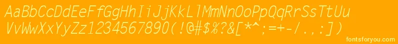 Fonte LetterGothicРљСѓСЂСЃРёРІ – fontes amarelas em um fundo laranja