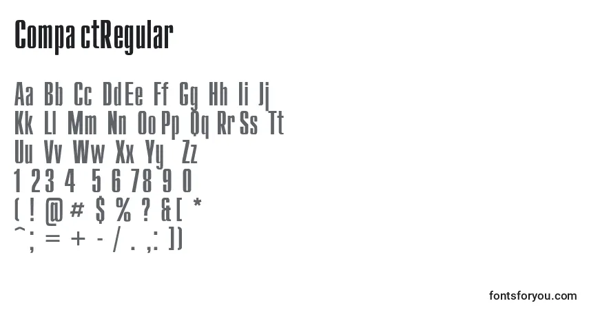 A fonte CompactRegular – alfabeto, números, caracteres especiais