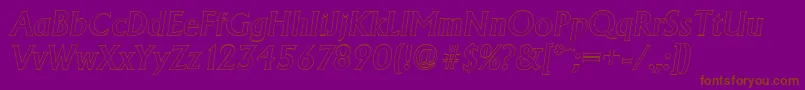 Fonte AdelonoutlineMediumItalic – fontes marrons em um fundo roxo