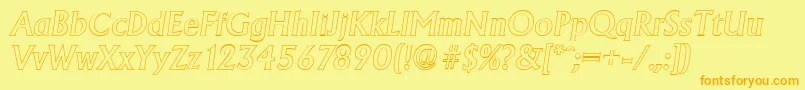 Fonte AdelonoutlineMediumItalic – fontes laranjas em um fundo amarelo