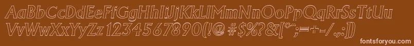 More about AdelonoutlineMediumItalic Font AdelonoutlineMediumItalic Font – Pink Fonts on Brown Background