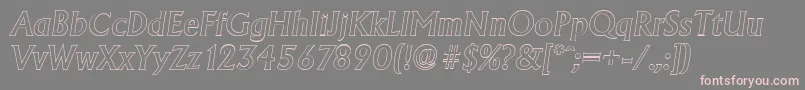 AdelonoutlineMediumItalic-Schriftart – Rosa Schriften auf grauem Hintergrund