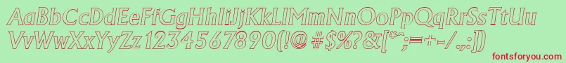 AdelonoutlineMediumItalic Font – Red Fonts on Green Background